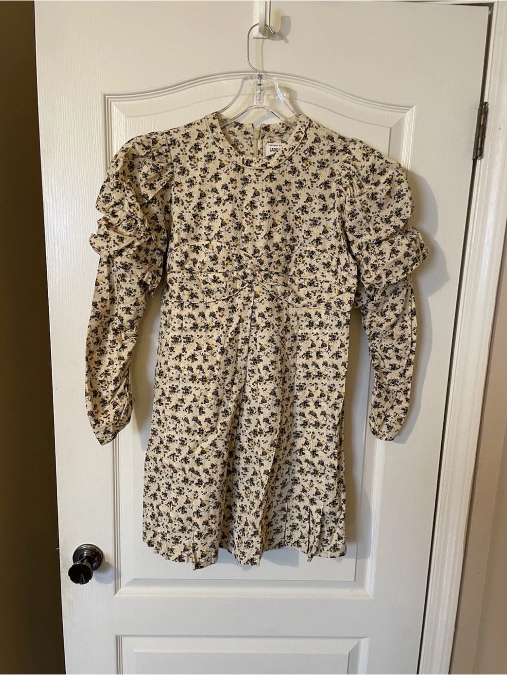 NWT Zadig & Voltaire Floral Puff Sleeve Mini Dress Cottagecore French Girl Small - Picture 3 of 9